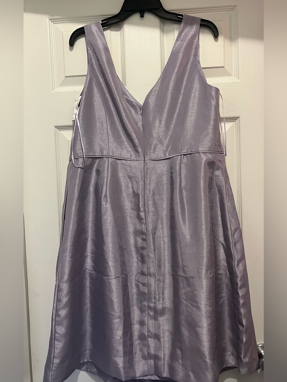 Dress Barn RSVP Bridesmaid Satin-Look Lavender V-Neck Midi Dress size 14 - Picture 2 of 6